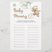 Baby Herinnering Teddybeer Baby Shower (Voorkant)