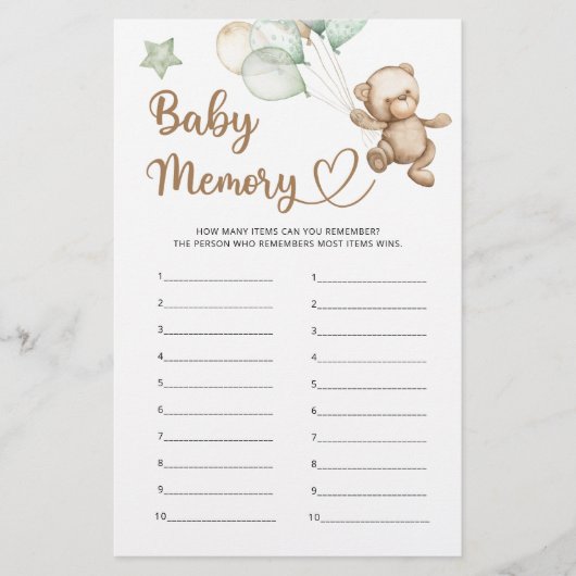 Baby Herinnering Teddybeer Baby Shower (Voorkant)