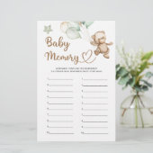 Baby Herinnering Teddybeer Baby Shower (Staand voorkant)