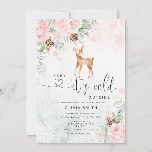 Baby herten Baby, het is koud buiten baby shower Kaart (Voorkant)