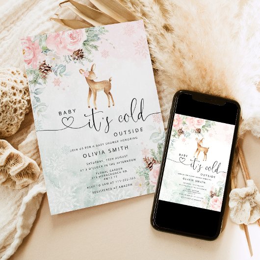 Baby herten Baby, het is koud buiten baby shower Kaart