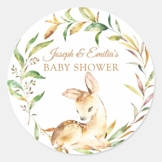 Baby Herten Baby shower Ronde Sticker (Voorkant)