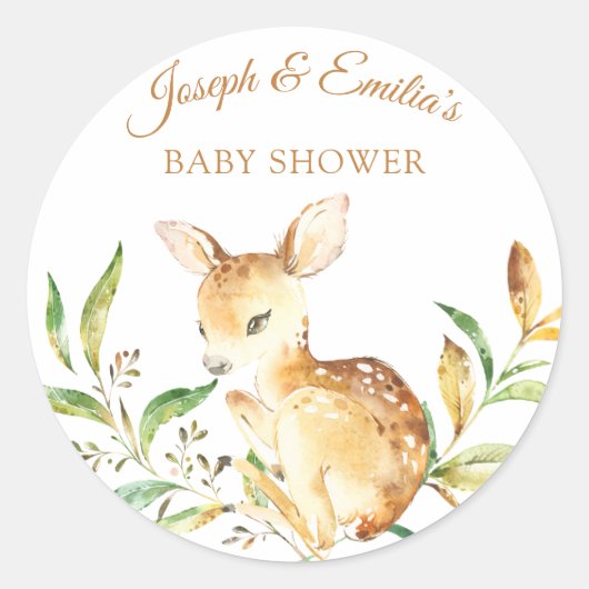 Baby Herten Baby shower Ronde Sticker (Voorkant)