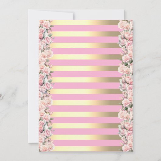 Baby Herten Bloem Gouden Streep Rozen Baby shower Kaart (Achterkant)