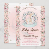 Baby Herten Bloemen Rozen Baby shower Kaart (Voorkant / Achterkant)