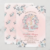 Baby Herten Bloemen Waterverf Baby shower Kaart (Voorkant / Achterkant)