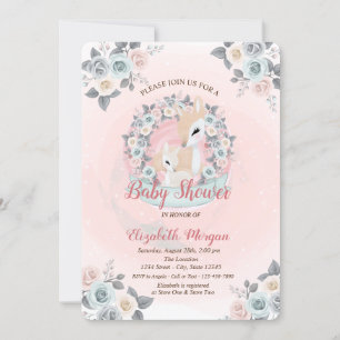 Baby Herten Bloemrijke Aquarel Baby Shower Kaart