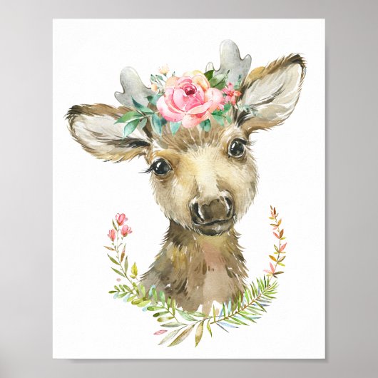 Baby Herten Bos Dieren Kinderkamer | Muurkunst Poster (Voorkant)