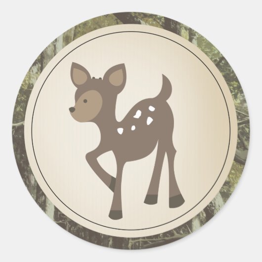 Baby Herten Camo Baby shower Ronde Sticker (Voorkant)