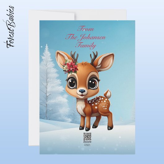 Baby Herten, Fawn, Doe, Bloemen rendieren 🦌 🎄 Sn Feestdagenkaart