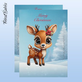 Baby Herten, Fawn, Doe, Bloemen rendieren 🦌 🎄 Sn Feestdagenkaart