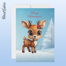 Baby Herten, Fawn, Doe, Bloemen rendieren 🦌 🎄 Sn