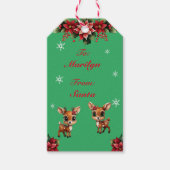 Baby Herten, Fawn, Doe, Bloemenrendier 🦌 🎄 Groen Cadeaulabel (Voorkant)