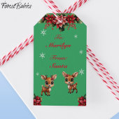 Baby Herten, Fawn, Doe, Bloemenrendier 🦌 🎄 Groen Cadeaulabel