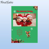 Baby Herten, Fawn, Doe, Bloemenrendier 🦌 🎄 Groen Feestdagen Kaart