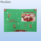 Baby Herten, Fawn, Doe, Bloemenrendier 🦌 🎄 Groen Feestdagen Kaart