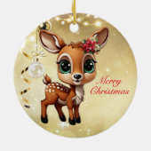 Baby Herten, Fawn, Doe 🦌🎄Goud Vrolijk Kerstfeest Keramisch Ornament (Achterkant)