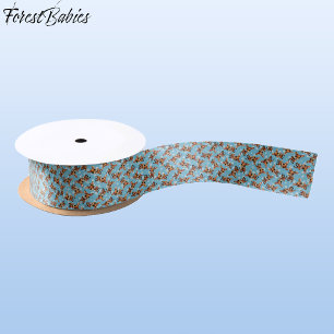 Baby Herten, Fawn, Doe, Rendier🦌🎄 Blauw, Sneeuwv Satijnen Lint