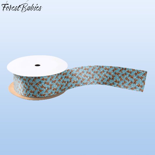 Baby Herten, Fawn, Doe, Rendier🦌🎄 Blauw, Sneeuwv Satijnen Lint