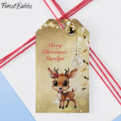 Baby Herten, Fawn, Doe, Rendier🦌 🎄Gouden Feestel Cadeaulabel