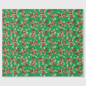 Baby Herten, Fawn, Doe, rendieren 🦌🎄groene sneeu Cadeaupapier (Vlak)