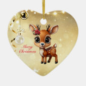 Baby Herten, Fawn, Doe, rendieren🦌 🎄Vrolijk kers Keramisch Ornament (Voorkant)