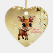 Baby Herten, Fawn, Doe, rendieren🦌 🎄Vrolijk kers Keramisch Ornament (Achterkant)