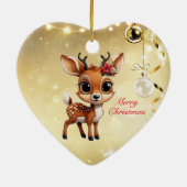 Baby Herten, Fawn, Doe, rendieren🦌 🎄Vrolijk kers Keramisch Ornament (Achterkant)