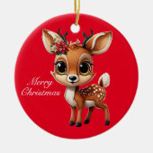 Baby Herten, Fawn, Doe, rendieren🦌 🎄Vrolijk kers Keramisch Ornament (Voorkant)