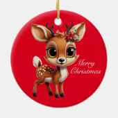 Baby Herten, Fawn, Doe, rendieren🦌 🎄Vrolijk kers Keramisch Ornament (Achterkant)