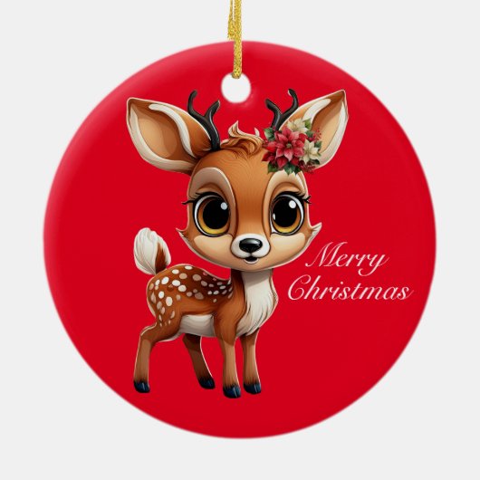 Baby Herten, Fawn, Doe, rendieren🦌 🎄Vrolijk kers Keramisch Ornament (Achterkant)