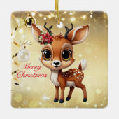 Baby Herten, Fawn, Doe, rendieren🦌 🎄Vrolijk kers Keramisch Ornament (Voorkant)