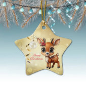 Baby Herten, Fawn, Doe, rendieren🦌 🎄Vrolijk kers Keramisch Ornament