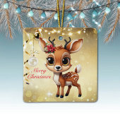Baby Herten, Fawn, Doe, rendieren🦌 🎄Vrolijk kers Keramisch Ornament