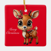 Baby Herten, Fawn, Doe, rendieren🦌 🎄Vrolijk kers Keramisch Ornament (Voorkant)