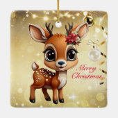Baby Herten, Fawn, Doe, rendieren🦌 🎄Vrolijk kers Keramisch Ornament (Achterkant)