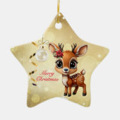 Baby Herten, Fawn, Doe, rendieren🦌 🎄Vrolijk kers Keramisch Ornament (Voorkant)