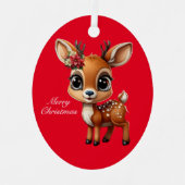 Baby Herten, Fawn, Doe, rendieren🦌 🎄Vrolijk kers Metalen Ornament (Voorkant)