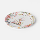 Baby Herten in Bloemen | Het is een meisje Baby sh Papieren Bordje (Gekanteld)