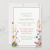 Baby Herten in Bloemen Meisjes Verjaardagsfeest Kaart (Achterkant)