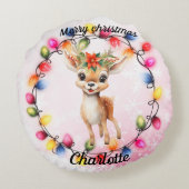 Baby Herten in een lichtkrans Rond Kussen (Achterkant)