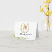 Baby herten in groen Baby shower dank u Kaart (Gele Bloem)