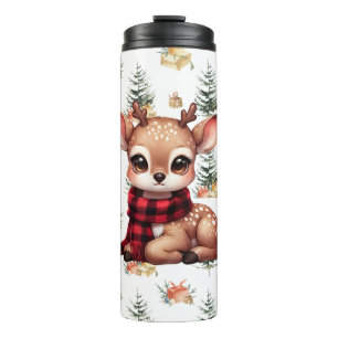 Baby Herten met Buffalo Plaid Thermosbeker