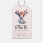 Baby Herten met gewei en bloemen feest dank u Cadeaulabel (Voorkant)