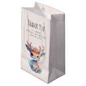 Baby Herten met gewei en bloemen feest dank u Klein Cadeauzakje (Voorkant Gekanteld)