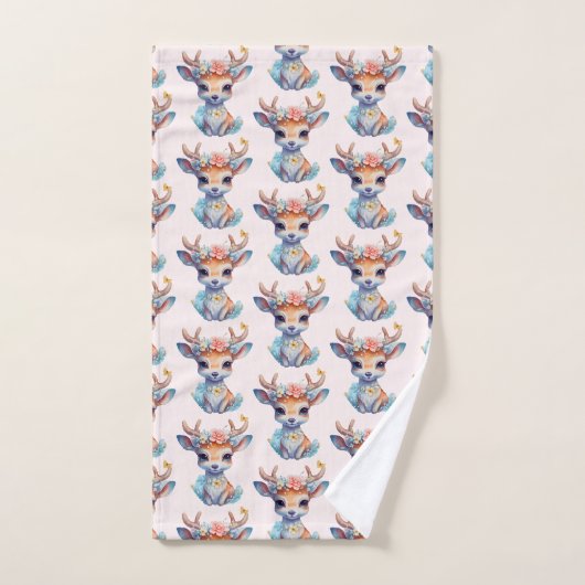 Baby Herten met geweien en bloemen Patroon Bad Handdoek (Handdoek)
