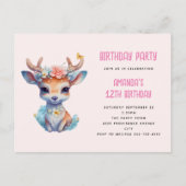 Baby Herten met geweien en bloemen Verjaardagsfees Briefkaart (Voorkant)