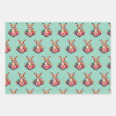 Baby Herten met Rozen en groen gebladerte Inpakpapier Vel (Voorkant 3)