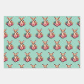 Baby Herten met Rozen en groen gebladerte Inpakpapier Vel (Voorkant)