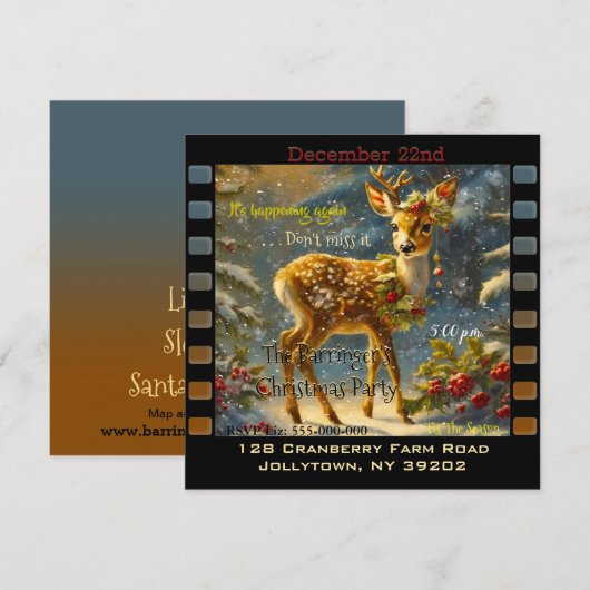 Baby Herten Sneeuw Leuk Cool Kerstfeest Kaart (Voorkant / Achterkant)